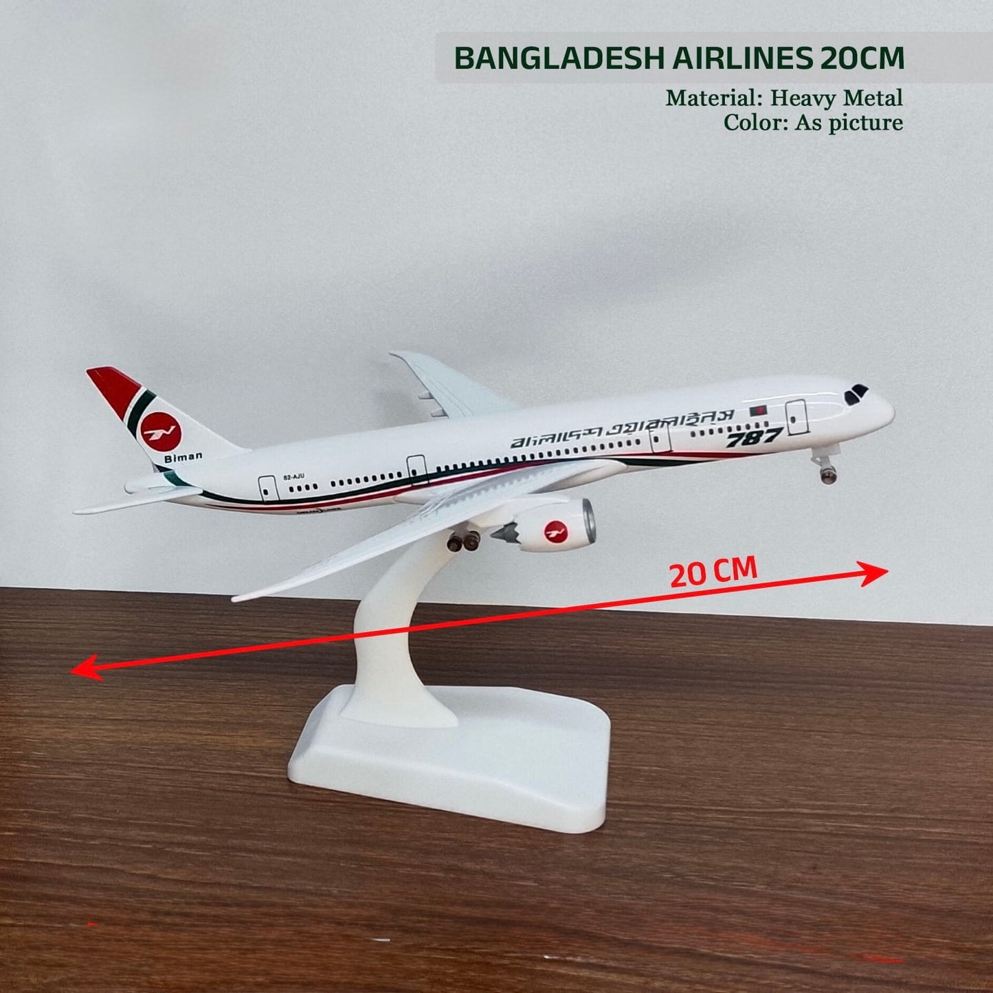 Biman Bangladesh Airlines Boeing 787 Die-Cast Model Airplane - 20cm Full Metal