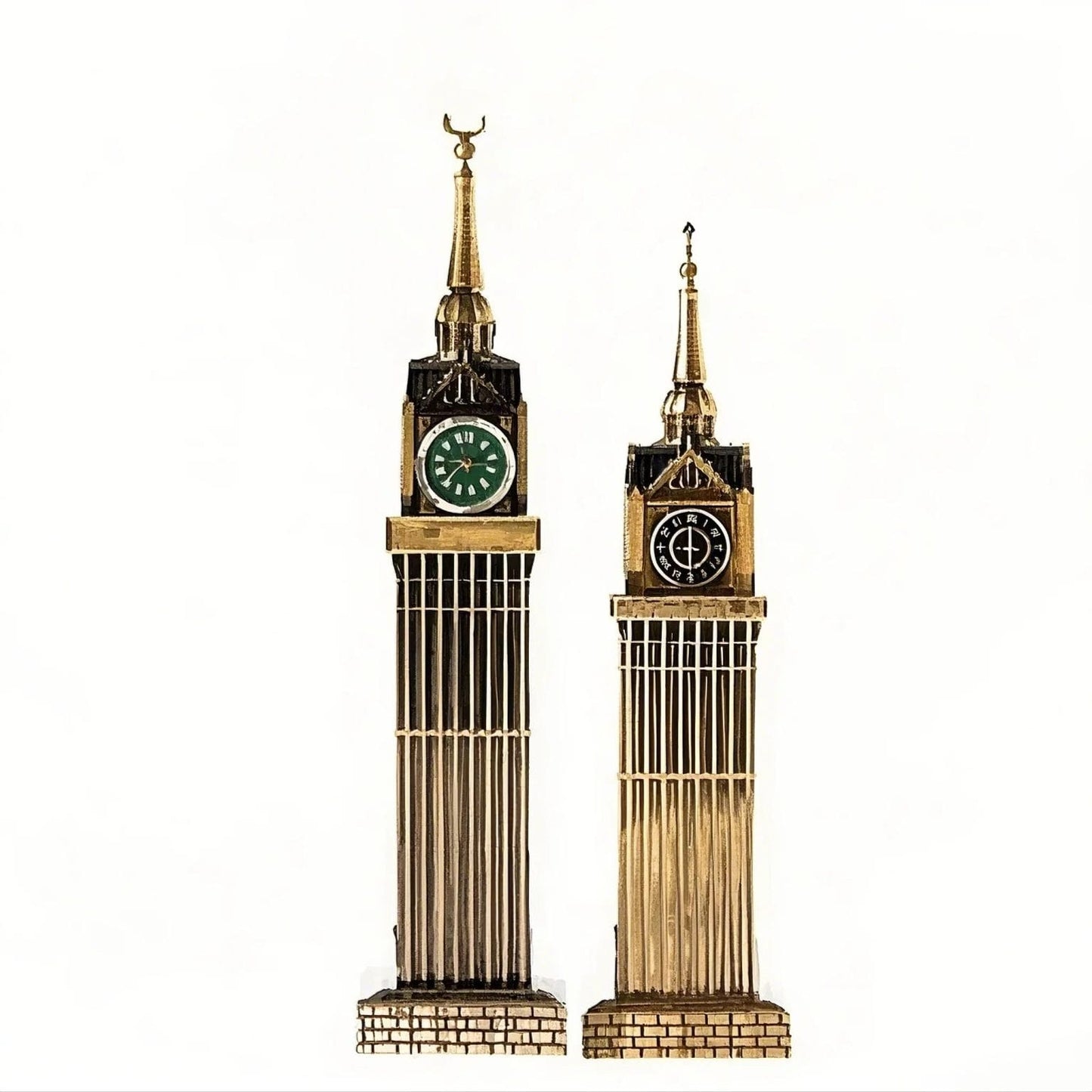 Makkah Clock Tower Miniature Figurine – Antique Bronze Metal Replica