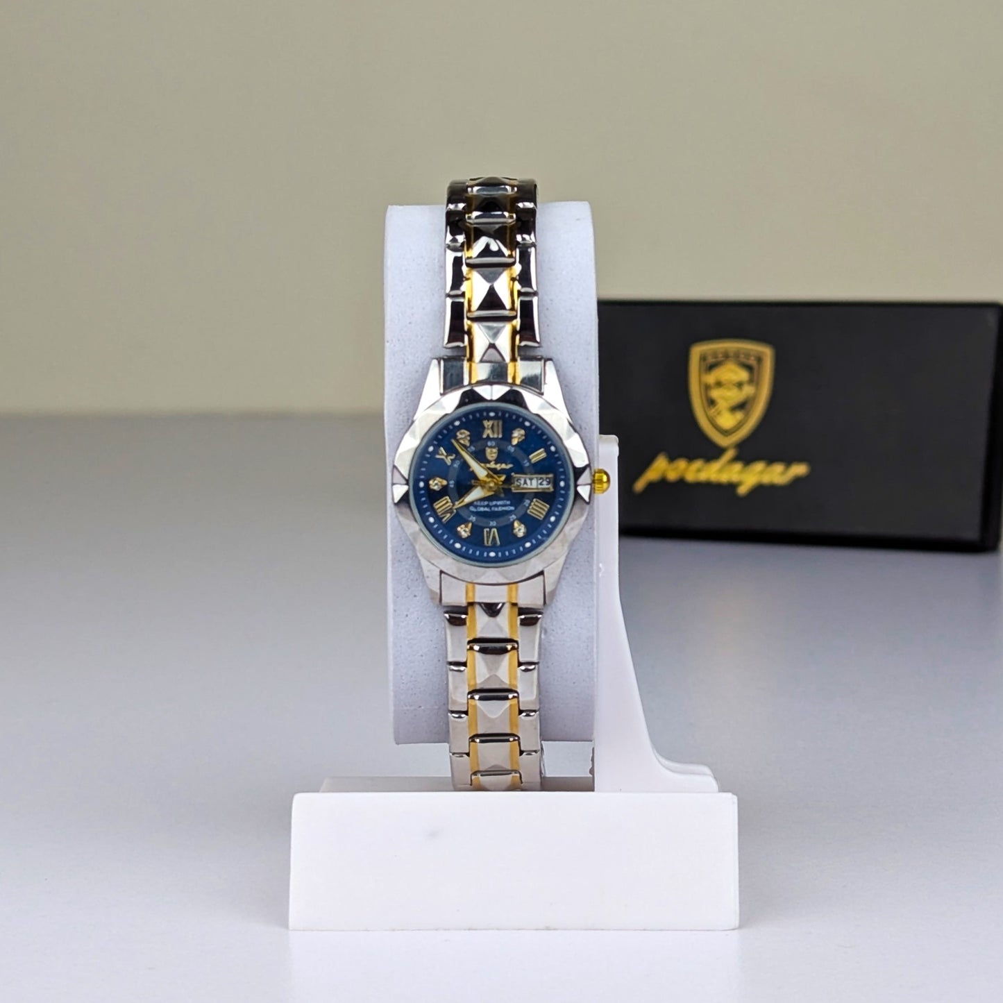 Poedagar Luxury Couple Watch Set – Silver & Gold Stainless Steel