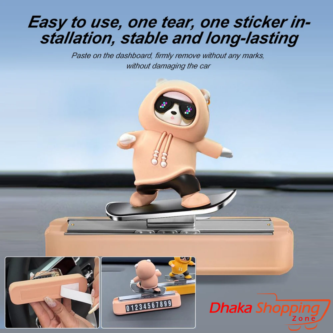Skateboarding Bear Car Dashboard Ornament