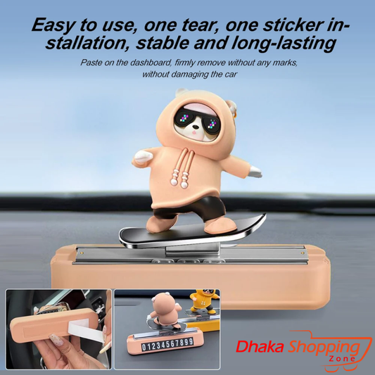 Skateboarding Bear Car Dashboard Ornament