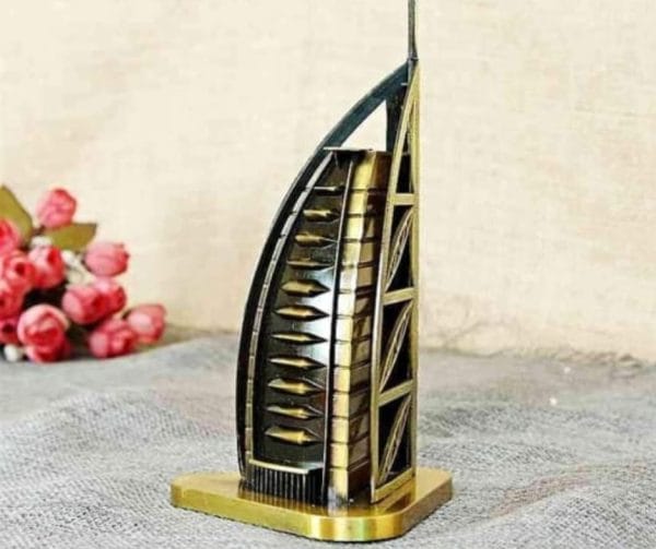 Burj Al Arab Miniature Showpiece – Antique Gold Metal Replica