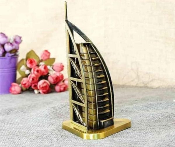 Burj Al Arab Miniature Showpiece – Antique Gold Metal Replica