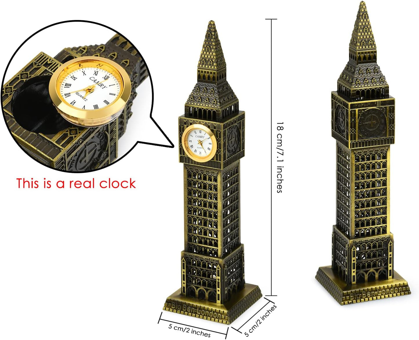 Big Ben London Metal Clock Statue – Decorative Miniature Tower