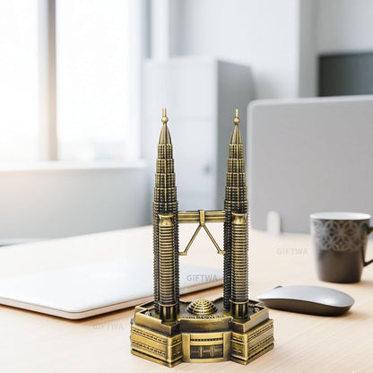 Petronas Twin Towers Miniature Showpiece – Antique Bronze Metal Replica