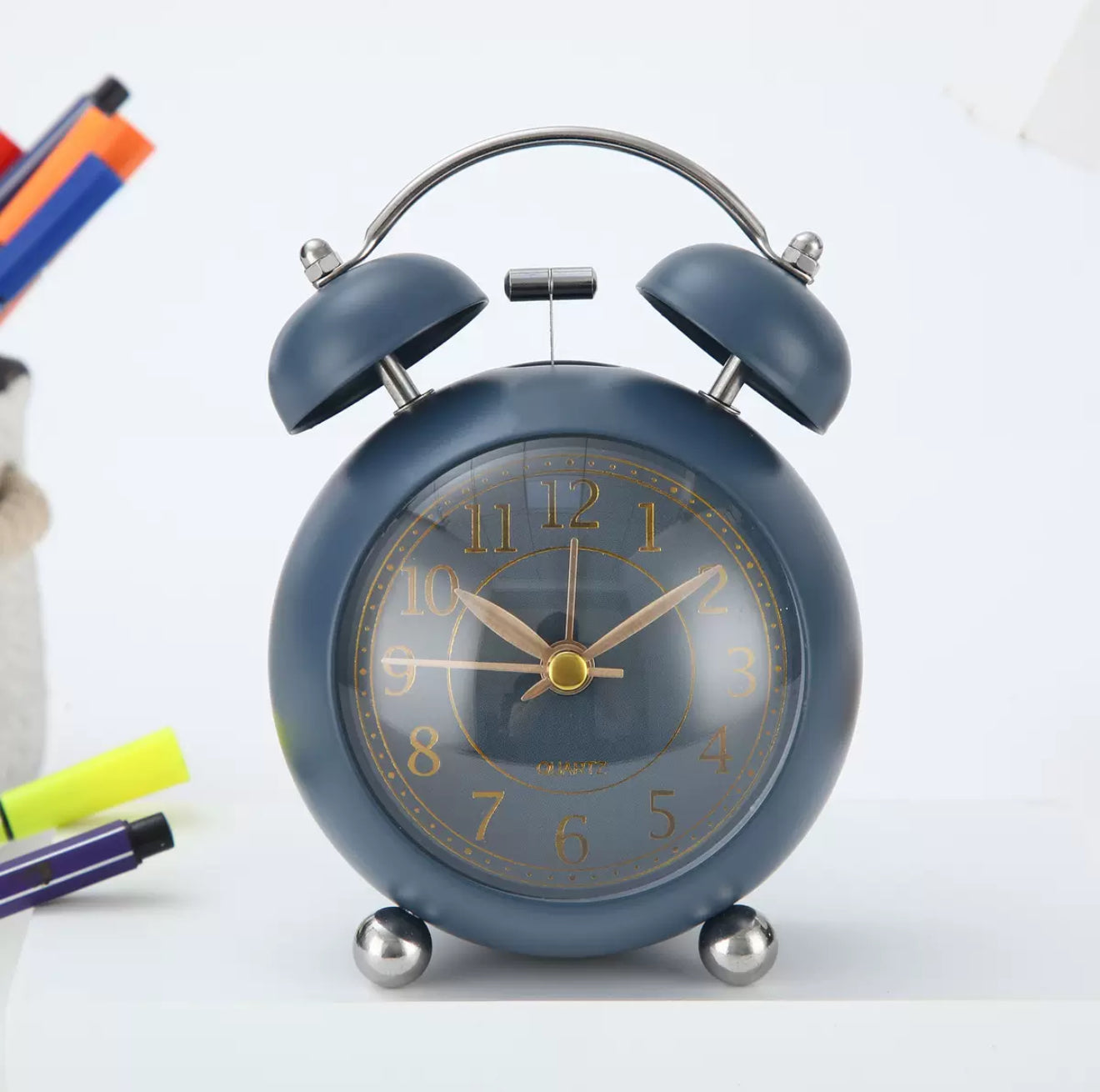Classic Vintage Twin Bell Alarm Clock - Retro Style Desk Clock with Loud Alarm