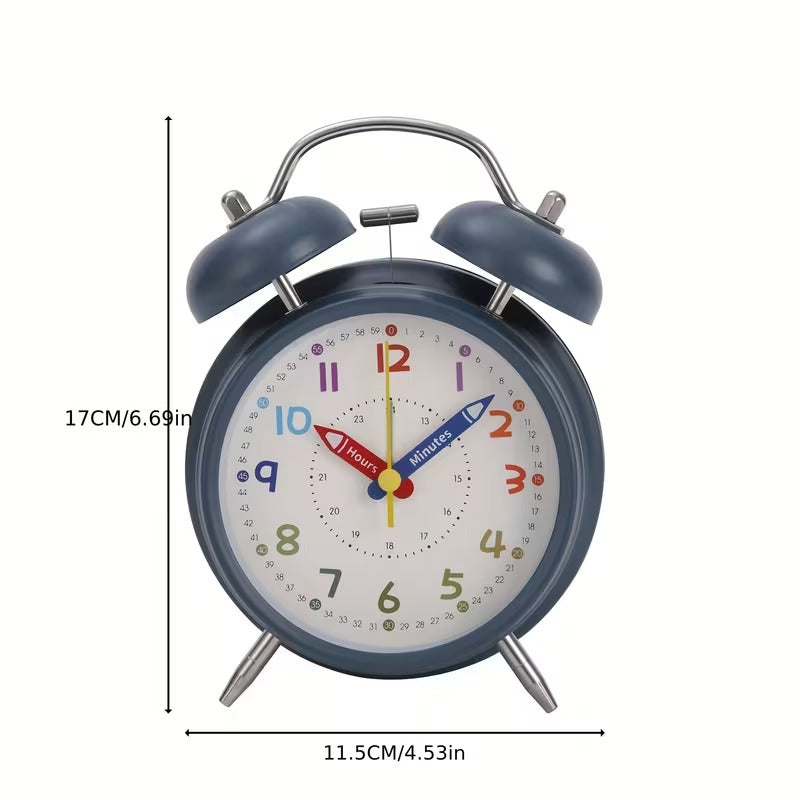 Retro Metal Double Bell Alarm Clock – Colorful Dial, 4 Colors Available