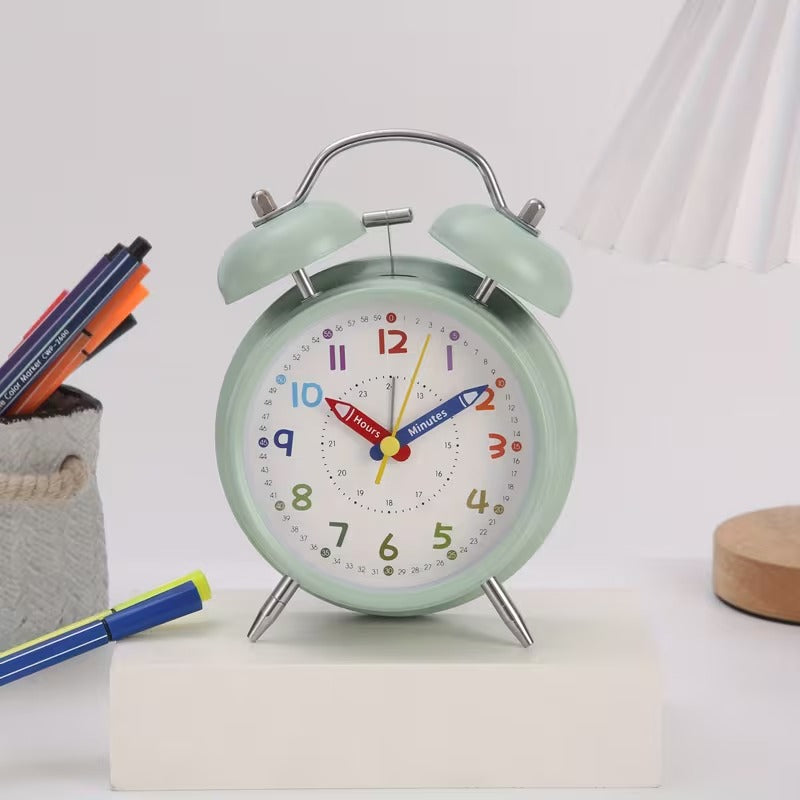 Retro Metal Double Bell Alarm Clock – Colorful Dial, 4 Colors Available
