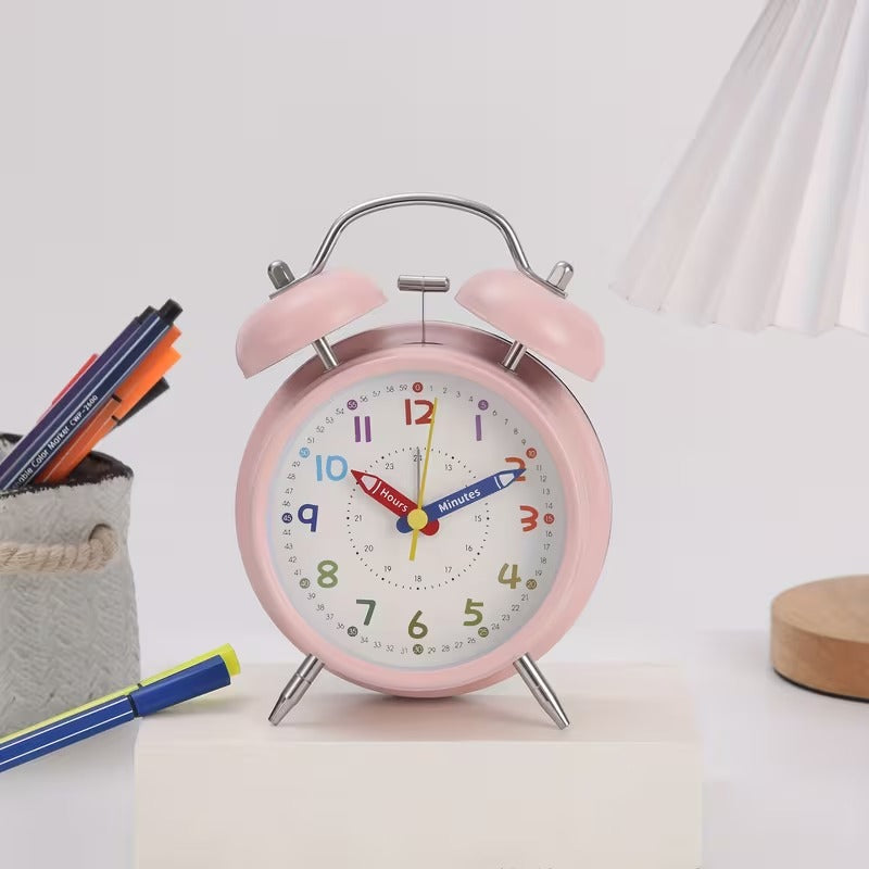 Retro Metal Double Bell Alarm Clock – Colorful Dial, 4 Colors Available