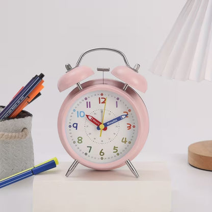 Retro Metal Double Bell Alarm Clock – Colorful Dial, 4 Colors Available