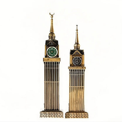 Makkah Clock Tower Miniature Figurine – Antique Bronze Metal Replica