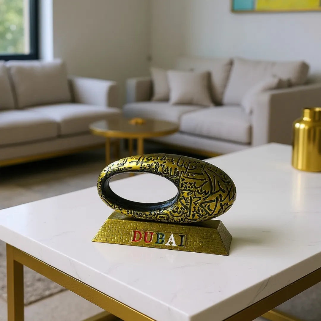 Dubai Museum of the Future Replica Showpiece – Arabic Calligraphy Gold Decor