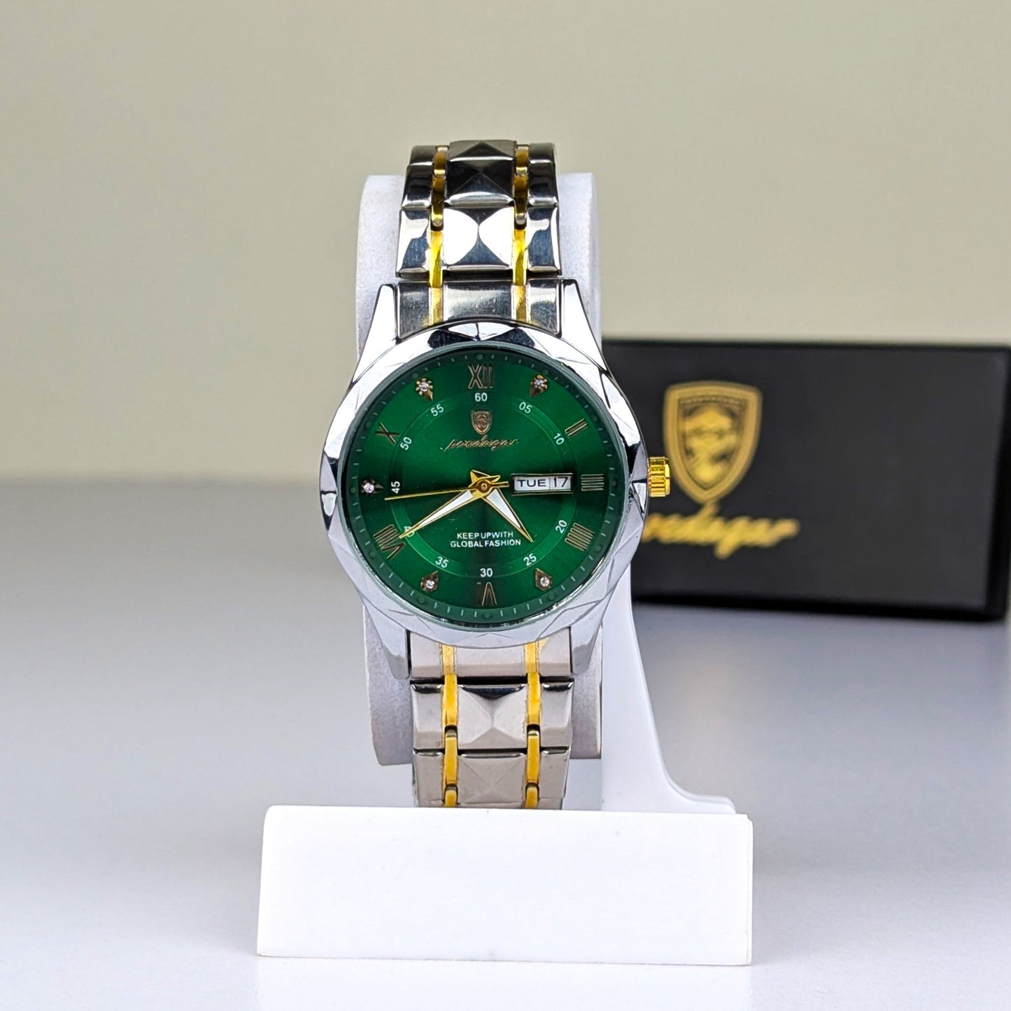 Poedagar Luxury Couple Watch Set – Silver & Gold Stainless Steel