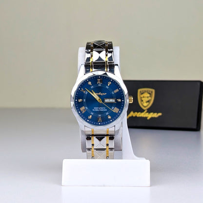 Poedagar Luxury Couple Watch Set – Silver & Gold Stainless Steel
