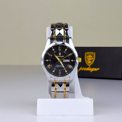 Poedagar Luxury Couple Watch Set – Silver & Gold Stainless Steel