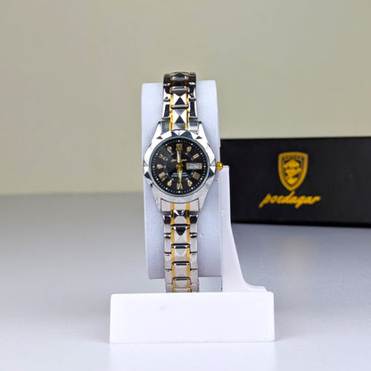 Poedagar Luxury Couple Watch Set – Silver & Gold Stainless Steel