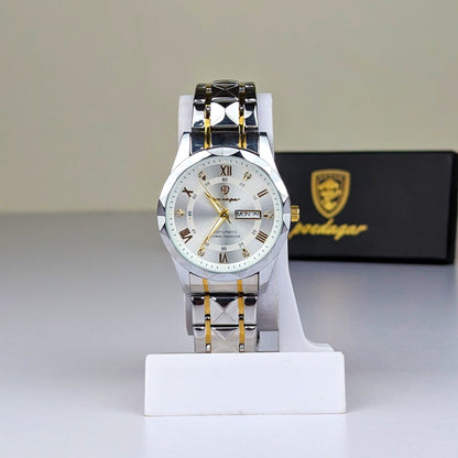 Poedagar Luxury Couple Watch Set – Silver & Gold Stainless Steel